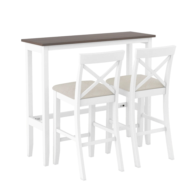 3-Piece Dining Table and Chair Set, Small Counter Height Table and Chair Set with Kitchen Breakfast Nook and 2 Chairs
