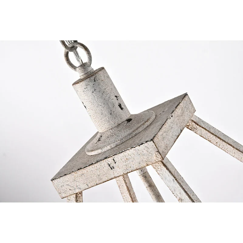 Antique White 4-Light Geometric Lantern Pendant