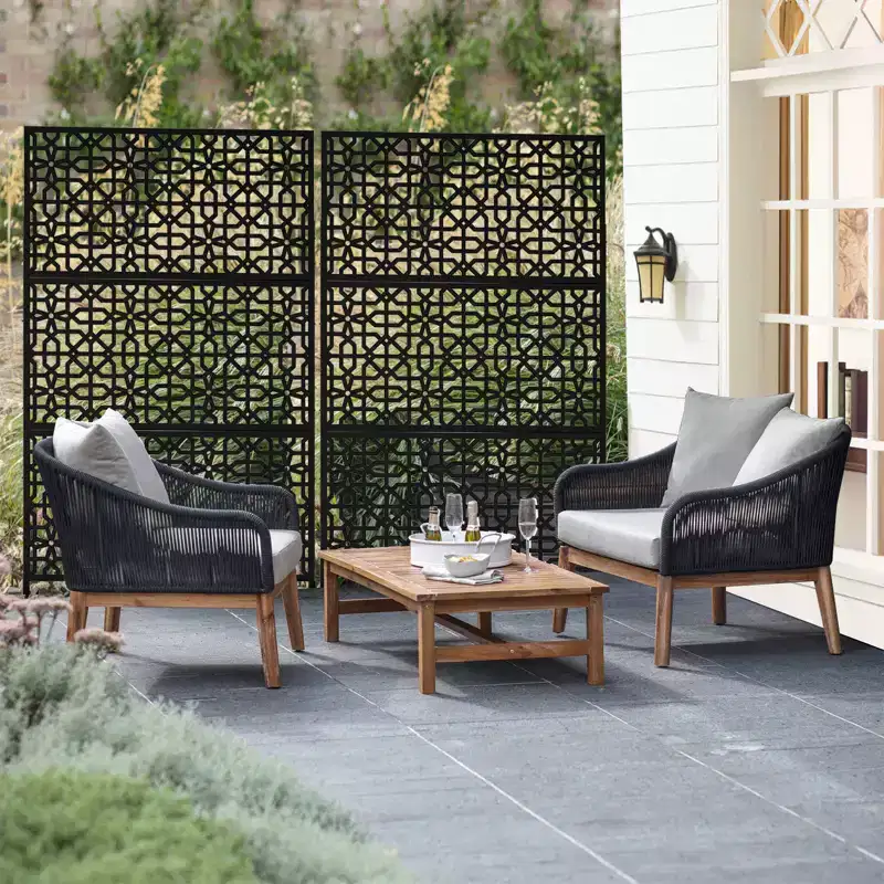 Dovelina 72x47 Metal Privacy Screen 3 Panels Freestanding Partitions and Room Divider