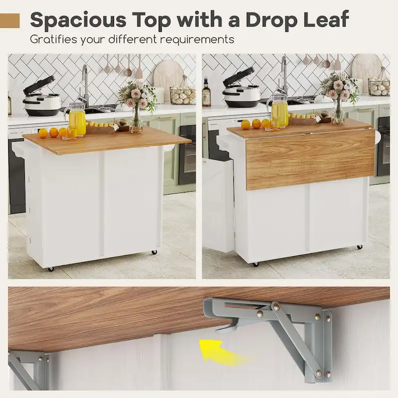 Costway Rolling Kitchen Island Kitchen Island Cart with Drop Leaf - See Details
