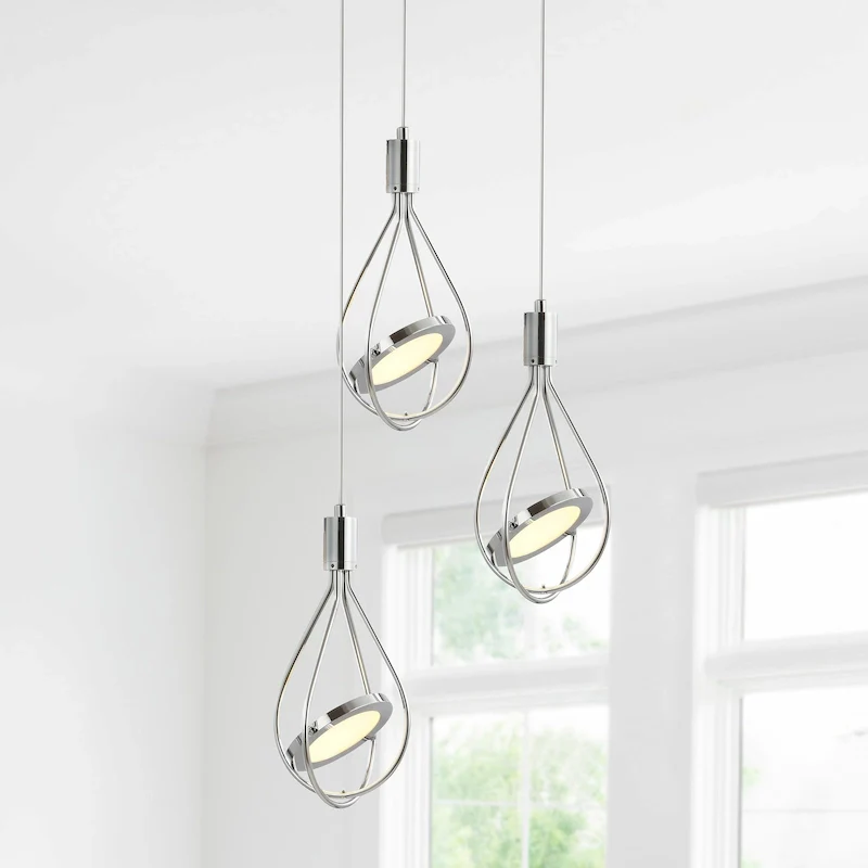 Orion 11.5  3-Light Adjustable Integrated LED Cluster Pendant, Chrome by JONATHAN Y