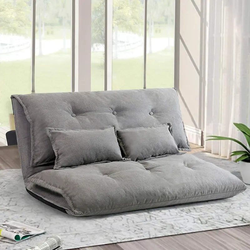 Modern Adjustable Ergonomic Fabric-Covered Sofa Bed Chair with Metal Frame