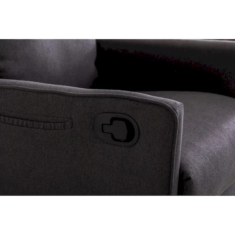 Cotton Linen Fabric Swivel Rocking Chair Glider Rocker Recliner Nursery Chair with Adjustable Back and Footrest