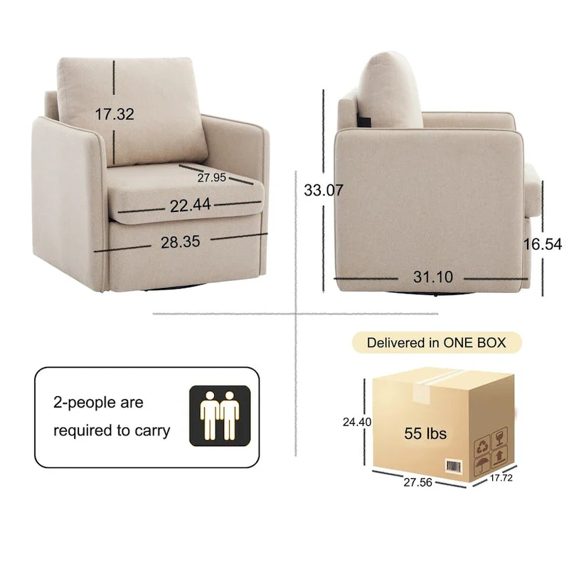 Linen Swivel Accent Chair