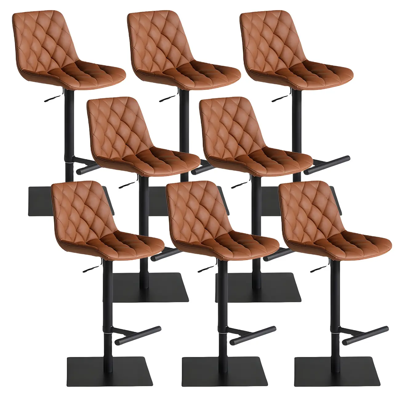 Modern Low Back Cushioned Swivel Adjustable Bar Stool