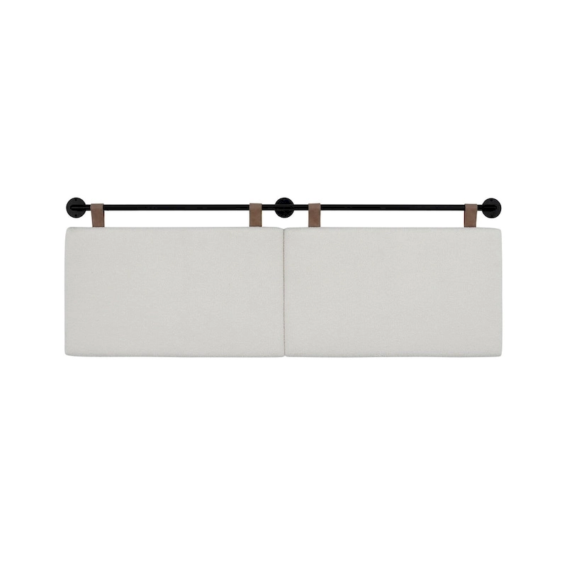 Charlie Wall Mount Boucle Upholstered Padded Headboard, Adjustable Height with Metal Rail