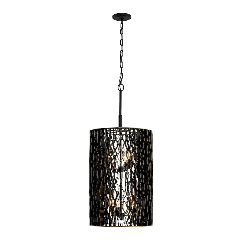 Estela 6-Light Foyer Pendant - Matte Black/French Gold