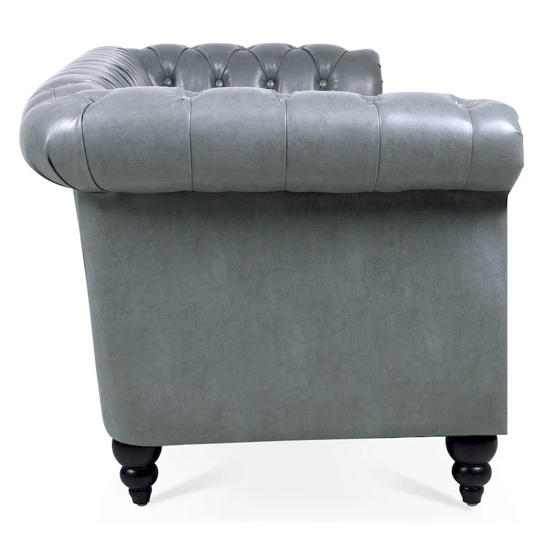 Upholstered Rolled Arm Chesterfield 3-Seater Sofa