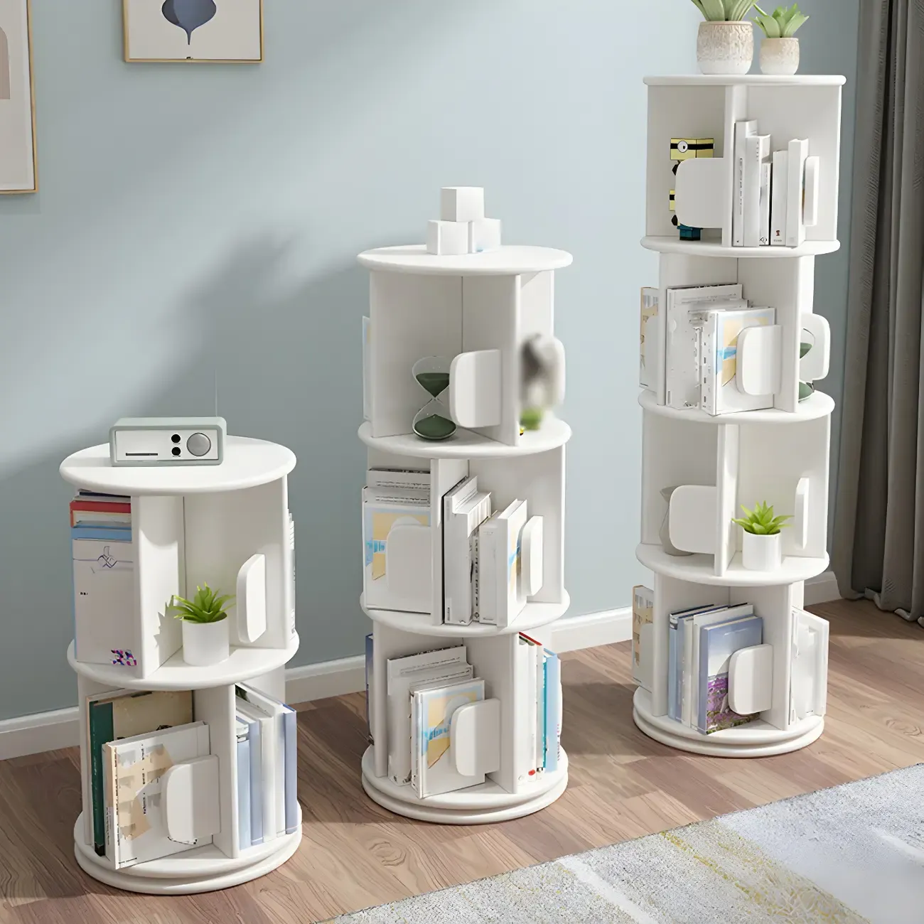 Rotatable Modern Solid Wood Geometric Display Bookcase