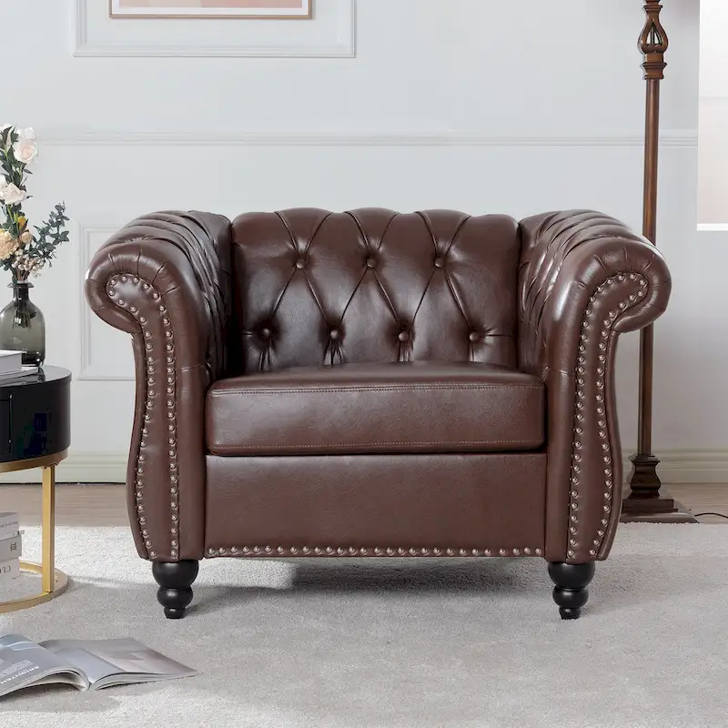 Christopher Knight Home- Winston PU Leather Chesterfield Club Chair