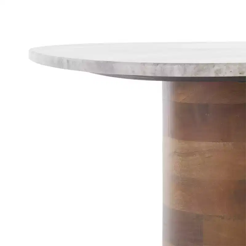 Mono Small Marble Side Table - ACC2908A - Off White Marble/Walnut - Safavieh