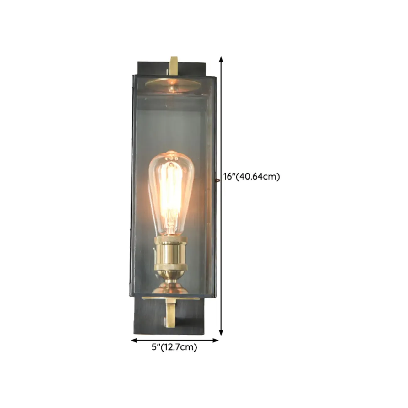 Gold Glass Small Black Modern Geometric LED Wall Sconce