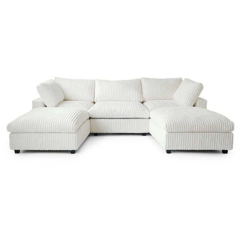 Soft Plush Upholstered Modular Sectional Sofa U-shaped Down Filled Living Room Couch-5 Seaters/6 Seaters