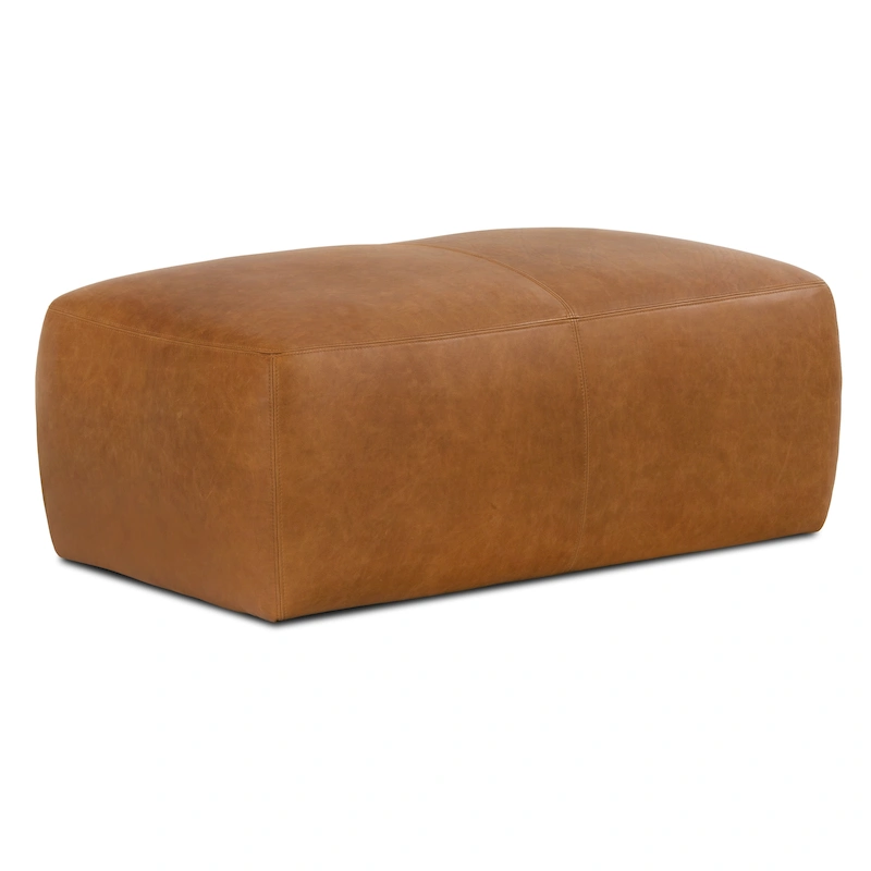 Poly & Bark Denver Leather Ottoman - Full Grain Genuine Italian Leather