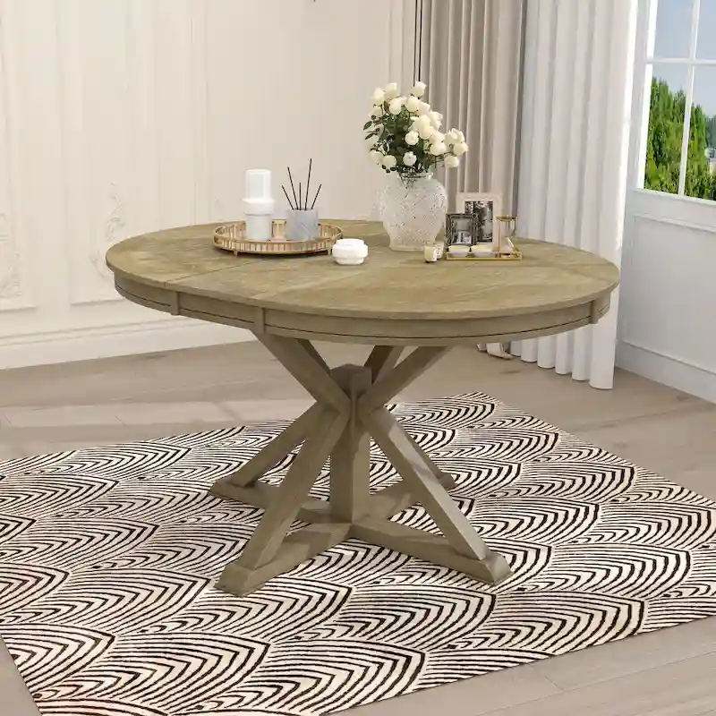 Retro Functional Extendable Dining Table with a 12 Leaf for Dining Room
