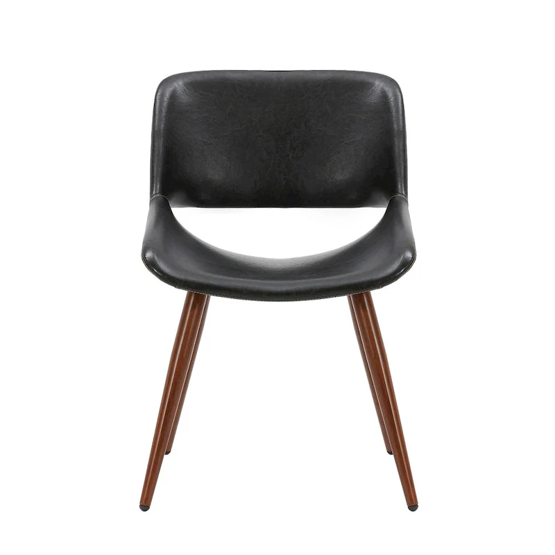 Langa Faux Leather Mid-Century Dining Chair with Metal Legs