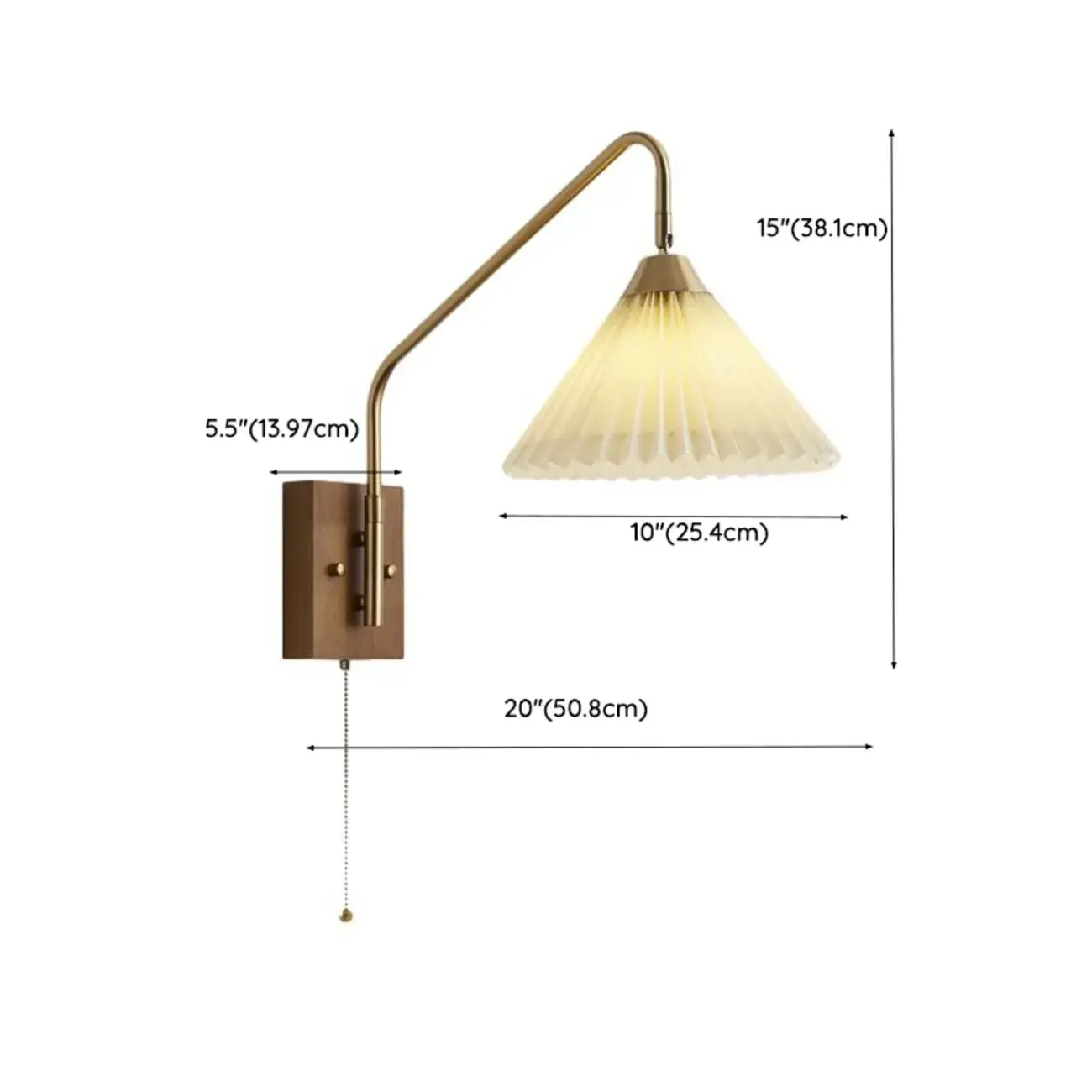 Modern Living Room Wall Light with Pleated Fabric Shade