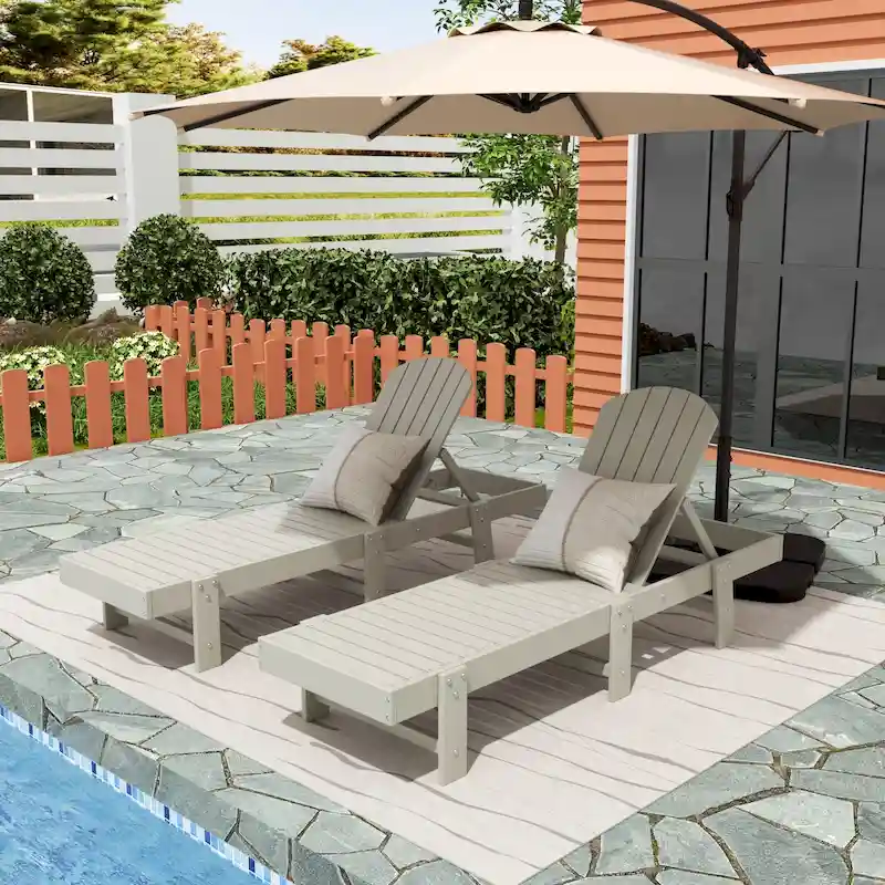 Polytrends Altura Armless Poly Eco-Friendly All Weather Reclining Chaise Lounge (Set of 2)