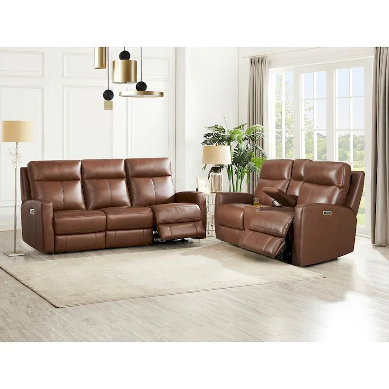 Hydeline Vienna Zero Gravity Power Recline and Headrest Top Grain Leather Sofa and Loveseat - Sofa, Loveseat