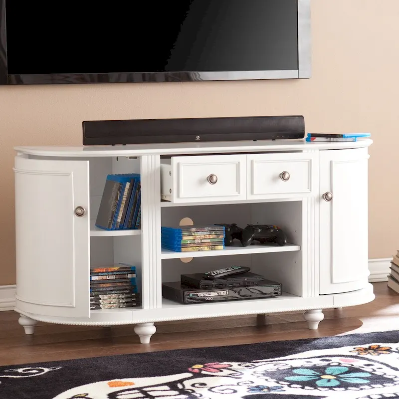 SEI Furniture Wells Modern Farmhouse White Media TV Stand for TV's up to 46