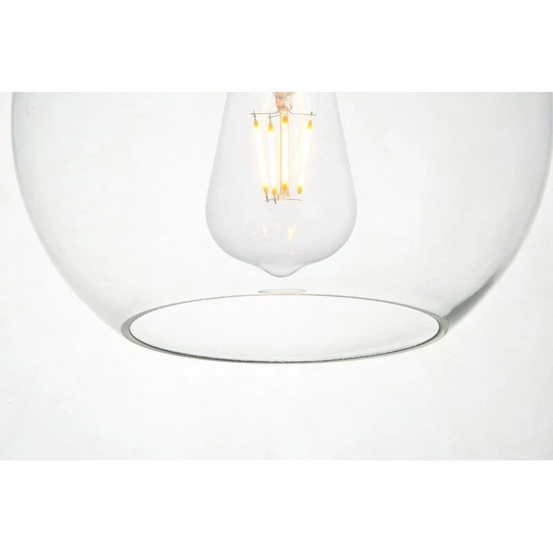 Clear Spherical Glass/ Metal 3-Light 36-inch Pendant
