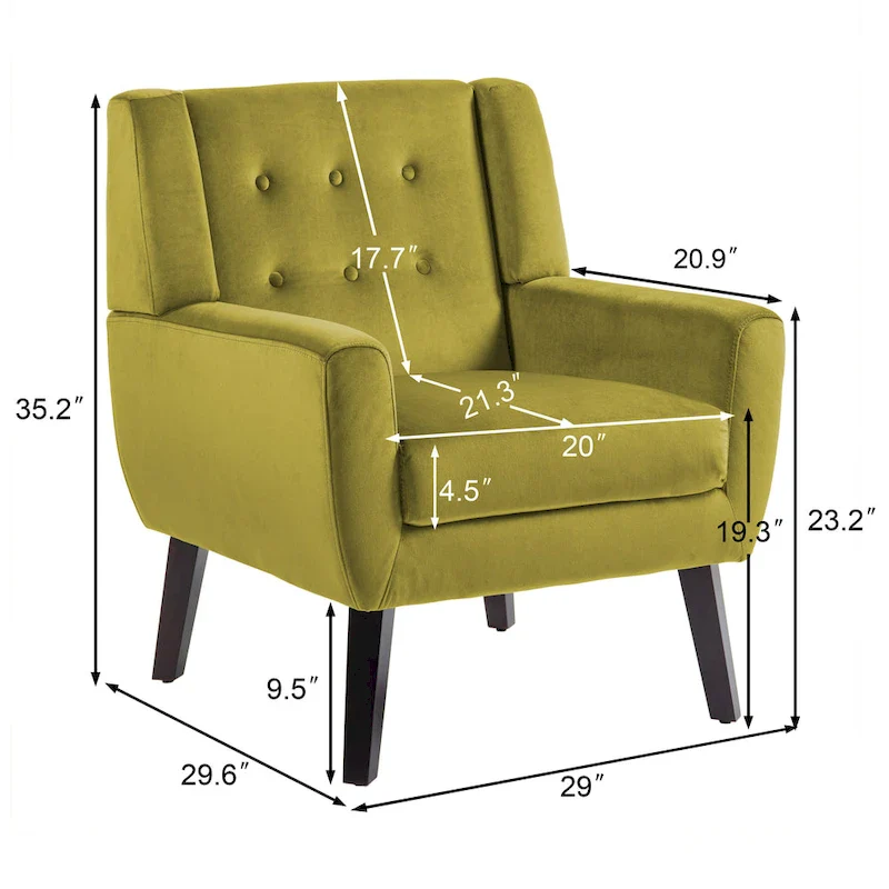 Set of 2 Velvet Living Room Accent Chair Upholstered Armchair