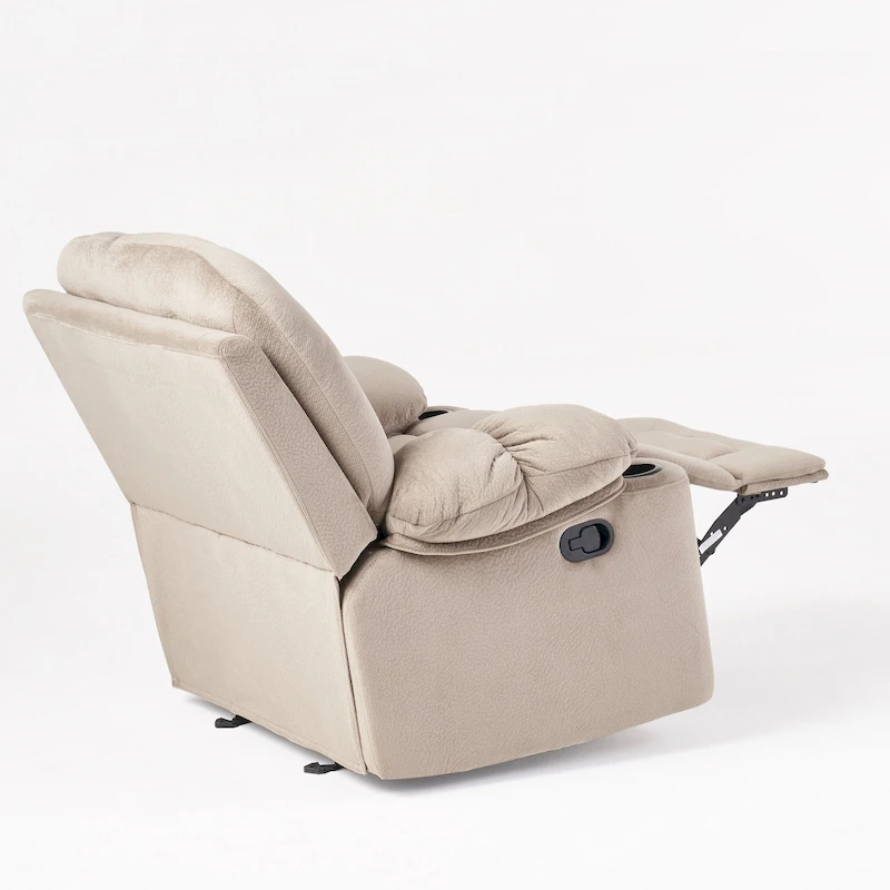 Roomfitters Luxurious Manual Recliner Chair in Chocolate with Skin-Friendly Fabric and Dual Cup Holders