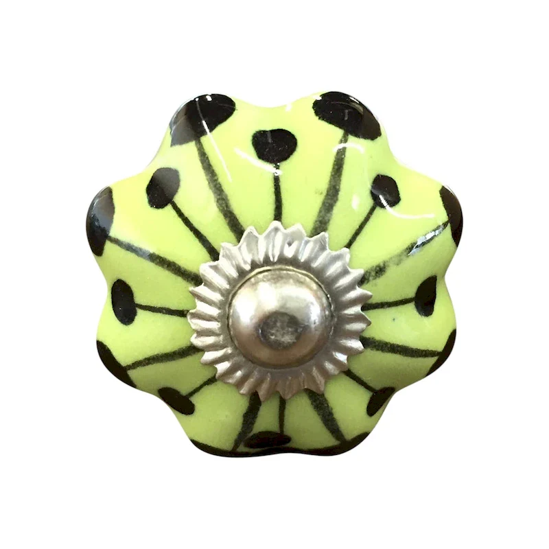 1.5  X 1.5  X 1.5  Lemon Black And Silver Knobs 8 Pack