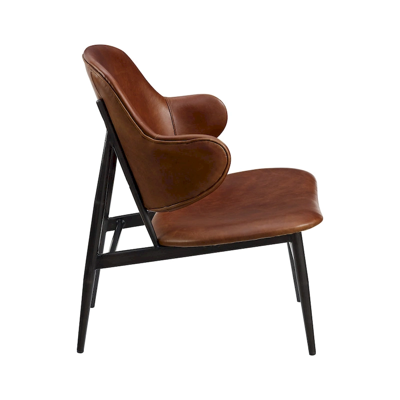 Art Leon Genuine Leather Accent Lounge Chair