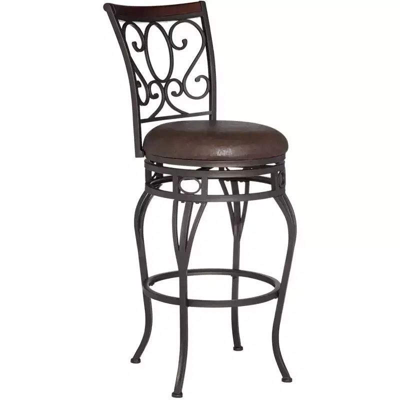 Kensington Hill Trevi Bronze Swivel Bar Stool Brown 26 1/2 High Traditional Faux Leather Cushion with Backrest Footrest for Kitchen Counter Height
