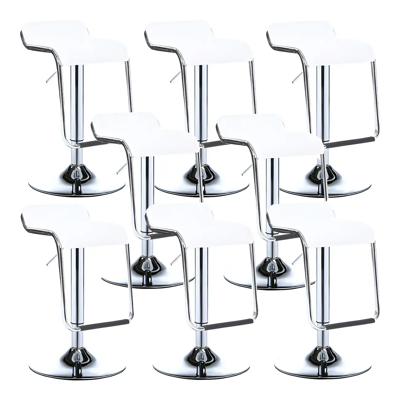 Modern Pedestal Swivel Bar Stool Adjustable Height Low Back Faux Leather