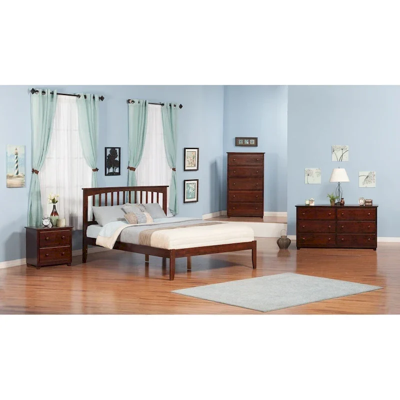 Mission Solid Wood Queen Platform Bed in Walnut