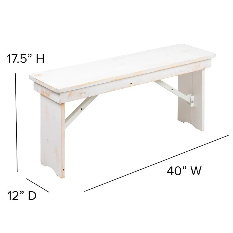 Solid Pine Folding Farm Table Set with 6 Benches