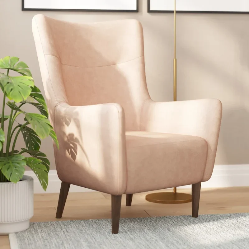Upholstered Wingback Accent Chair with Wooden Frame and Legs