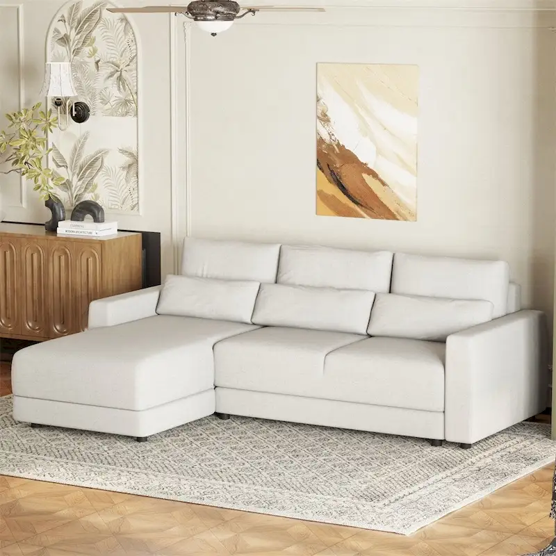 L-shaped Modular Sectional Sofa w/Removable Back Cushions & 3 Pillows