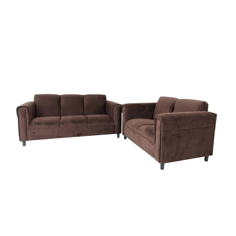 Coast to Coast Sofas Mid Century Modern Loveseat and Sofa Set Solid Wood Frame Upholstered