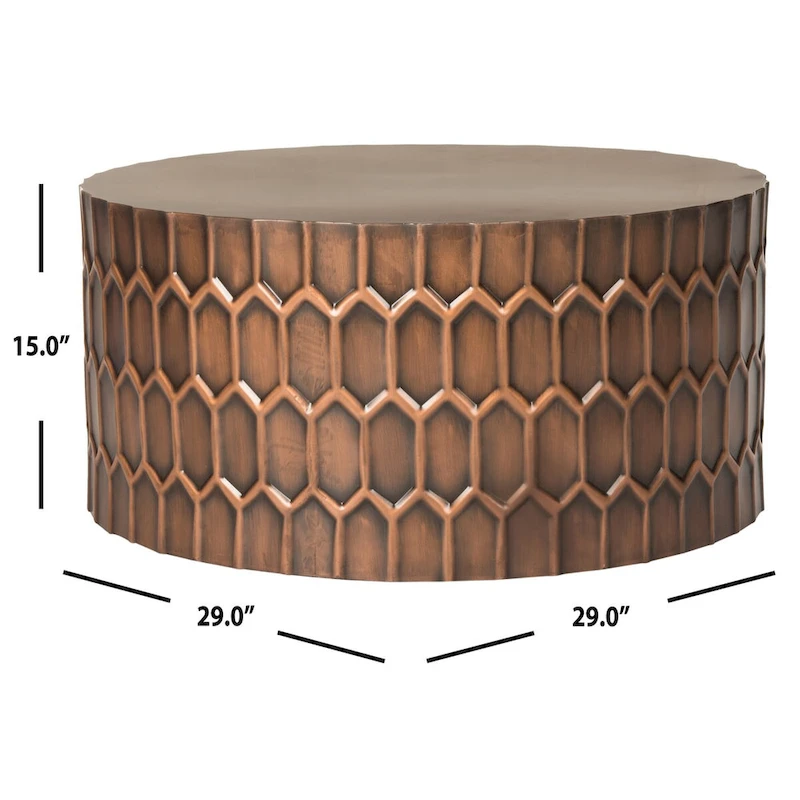 SAFAVIEH Marita Antique Copper Coffee Table - 29  x 29  x 15  - 29Wx29Dx15H