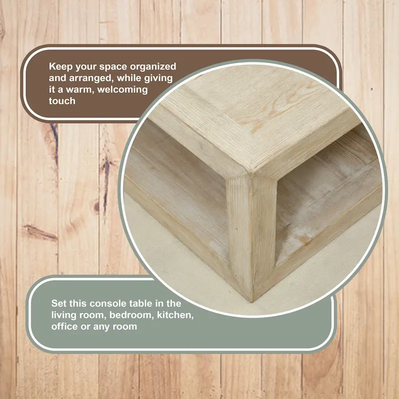 Artissance Versatile Peking Grand Framed Square Coffee Table With Weathered White Wash, 50 Inch Long