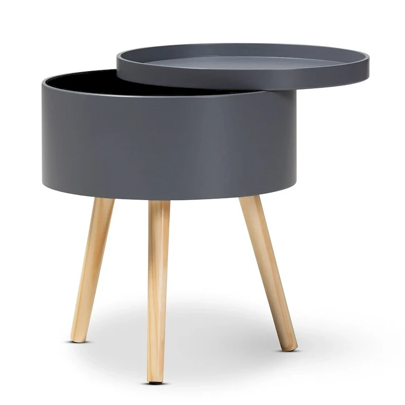 Jessen Mid-Century Modern Wood End Table with Removable Top