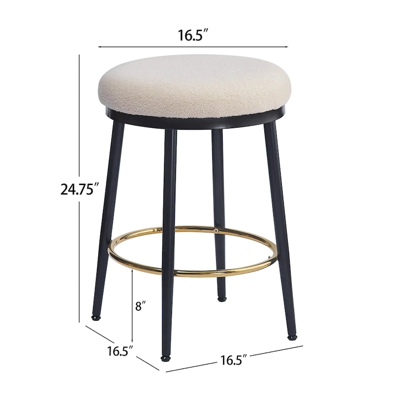Altrium Modern Upholstered 24.75-Inch Round Backless Counter Stools with Iron Frame (Set of 4) by Christopher Knight Home
