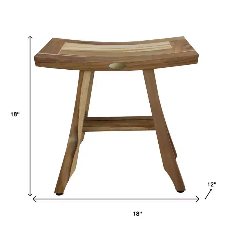 HomeRoots 18 Natural Teak Rectangular Shower Bench