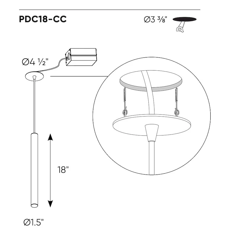 DALS Pillar Cylindrical LED Pendant - 18