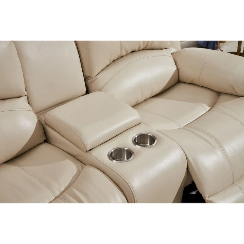 Betsy Furniture Bonded Leather Power Rclining 2-seat Loveseat with Console 8018