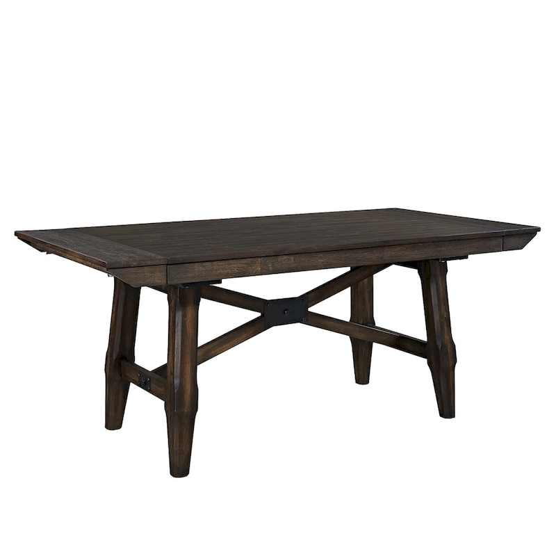 Double Bridge Dark Chestnut Trestle Table Set