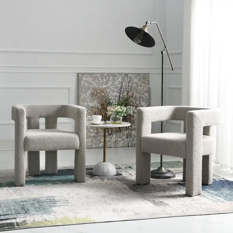 KINWELL 24 Wide Boucle Upholstered Armchair (Set of 2)