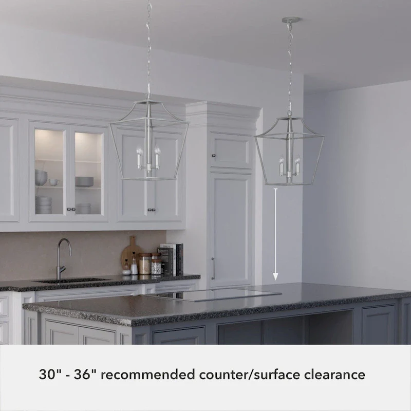 Hunter 15  Laurel Ridge 4-Light Lantern Pendant - Kitchen Island, Dining Room, Entry - Candle, Modern Farmhouse, Industrial