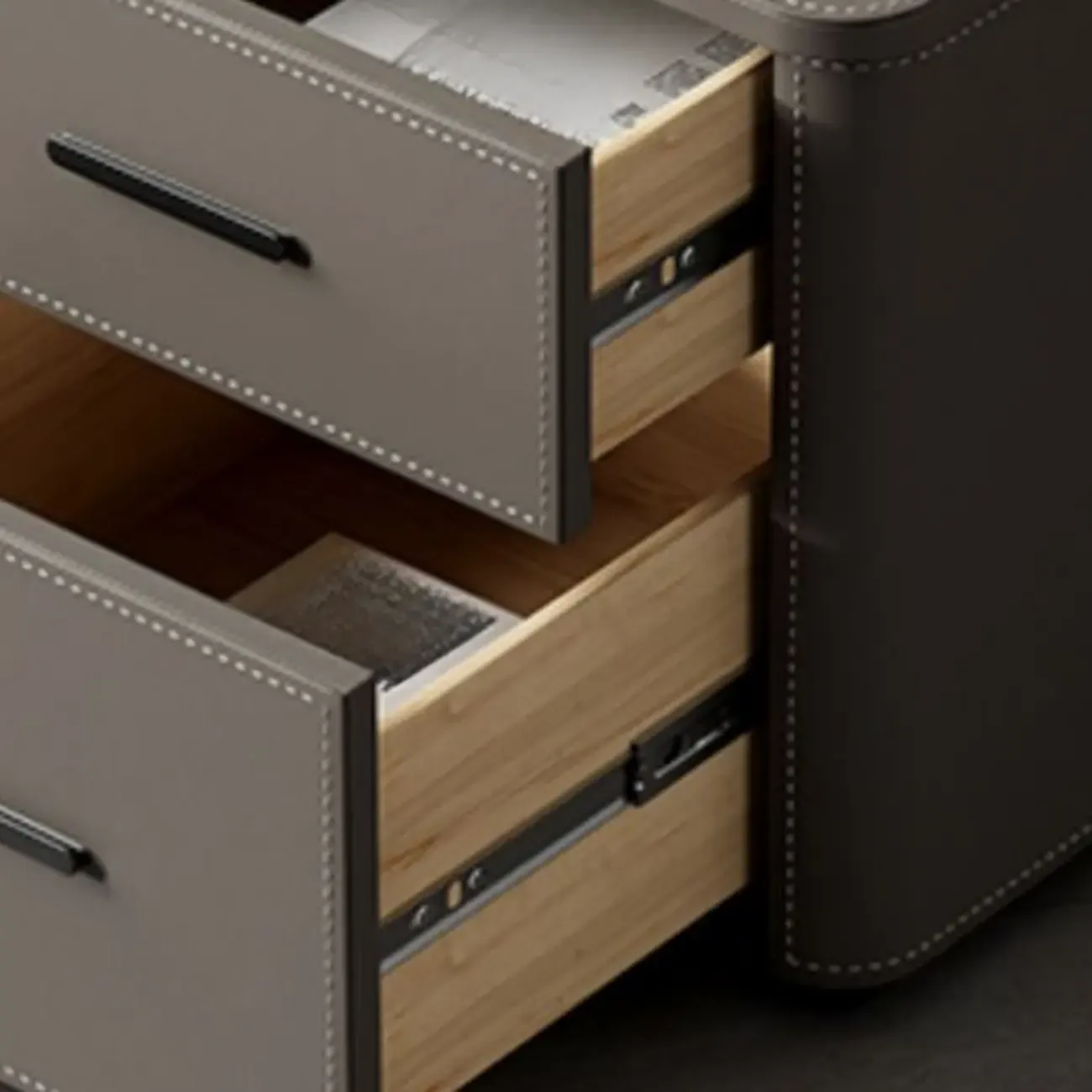 Modern Pine Wood Top 2 Drawers Nightstand