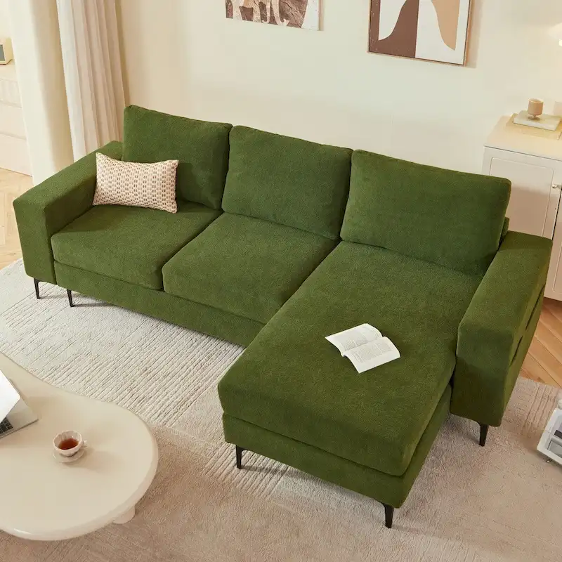 L-Shaped Upholstered Sofa Couch with Metal Legs