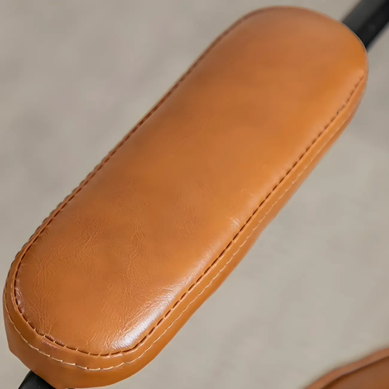 Modern Brown Leather Swivel Low-Back Office Chair