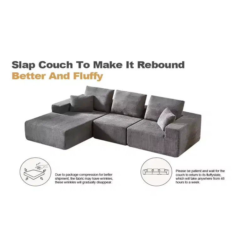 Whisen Modular Sectional Sofa with Chaise, L Shaped Cloud Couch, No Assembly Required